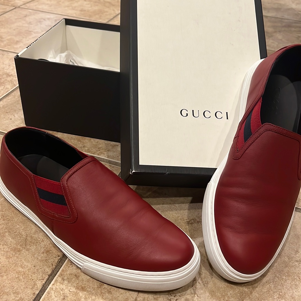 Men’s Red Gucci Loafers In A Size 45 Us 12